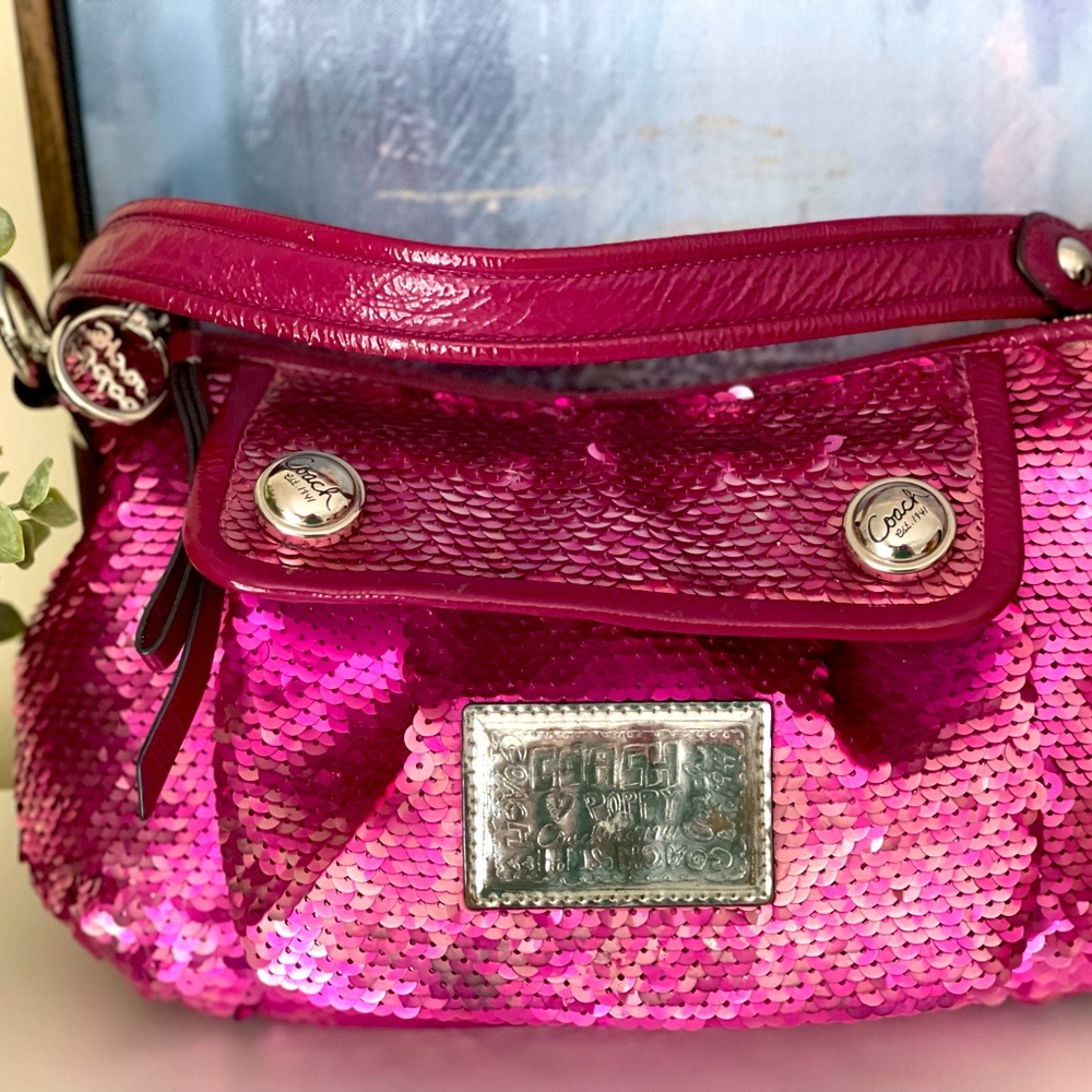 Coach *Limited Edition Pink sequined Poppy Small Hobo Bag